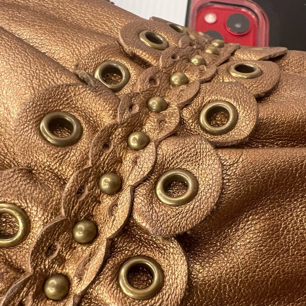 Vintage Isabella Fiore Genuine Soft Glove Leather Embellished Hand/Shoulder Bag - Picture 11 of 16